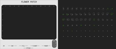 a render of a rack module panel and its overlay, side by side